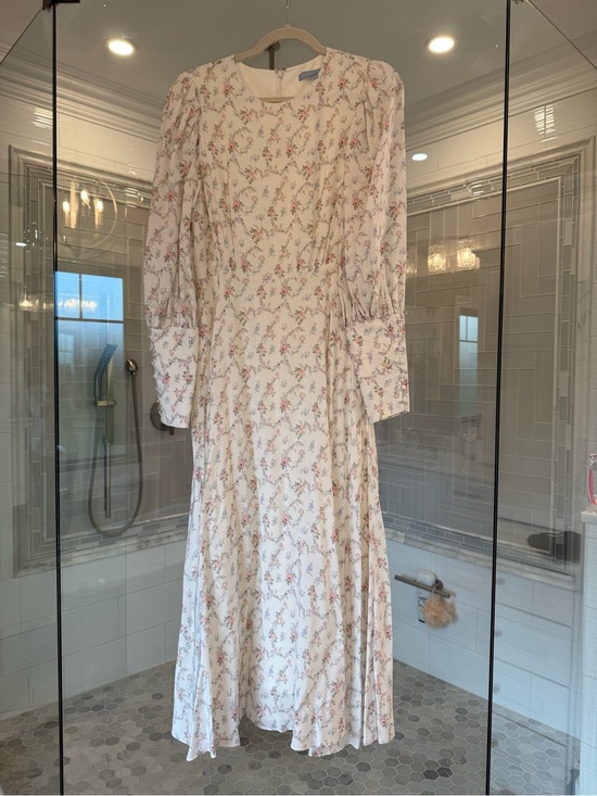 ANTONIO MELANI Dresses & Skirts - ANTONIO MELANI Cream Midi Dress with Pink Floral Print